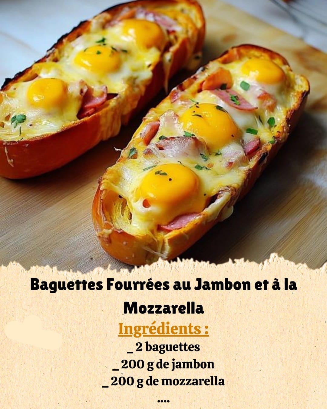 Baguettes Fourrées au Jambon et à la Mozzarella